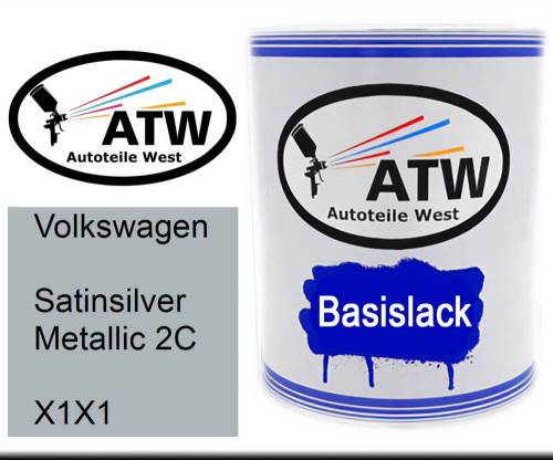 Volkswagen, Satinsilver Metallic 2C, X1X1: 1L Lackdose, von ATW Autoteile West.